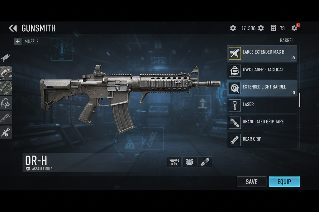 Configuración de clase DR-H Armero COD Mobile mejores accesorios