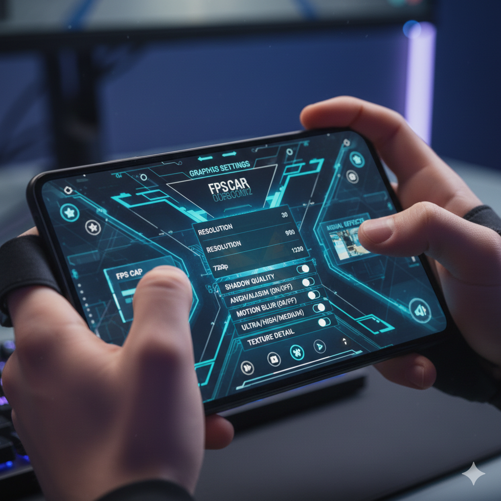 Configuración de gráficos y FPS en un juego móvil para mejorar el rendimiento